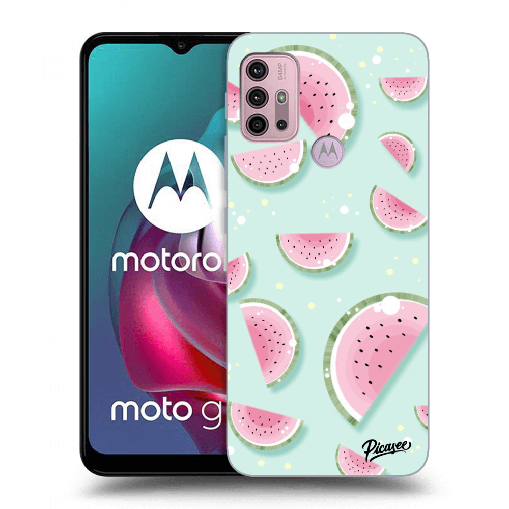 Picasee silikonowe czarne etui na Motorola Moto G30 - Watermelon 2