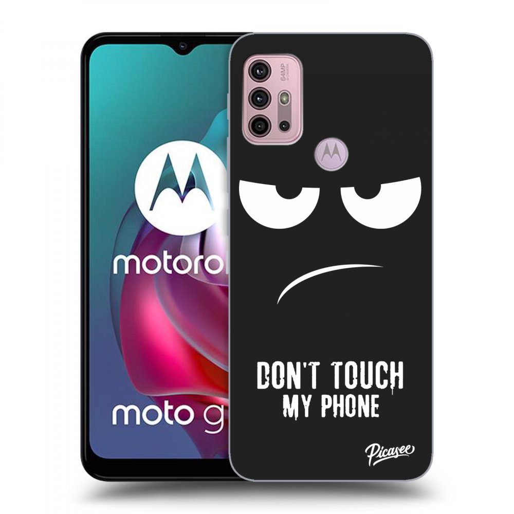 Picasee silikonowe czarne etui na Motorola Moto G30 - Don't Touch My Phone