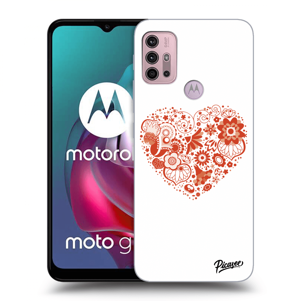 Picasee silikonowe czarne etui na Motorola Moto G30 - Big heart