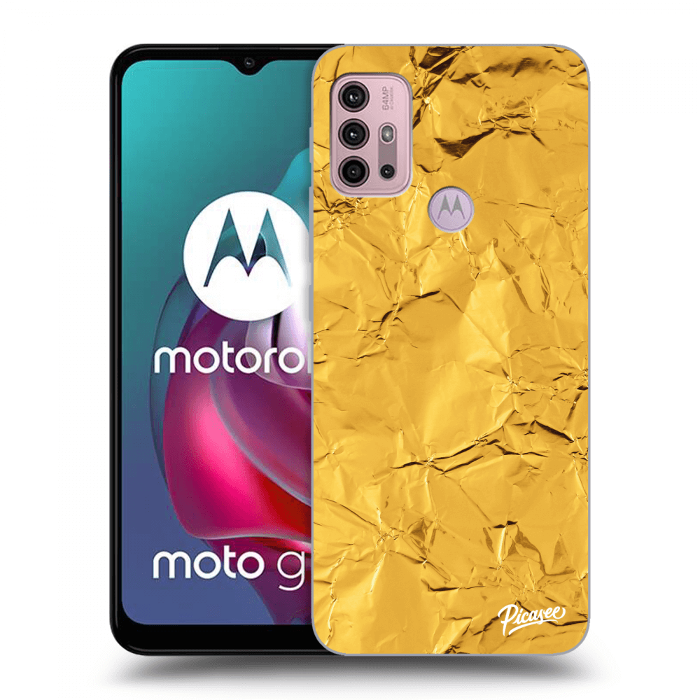 Picasee silikonowe czarne etui na Motorola Moto G30 - Gold