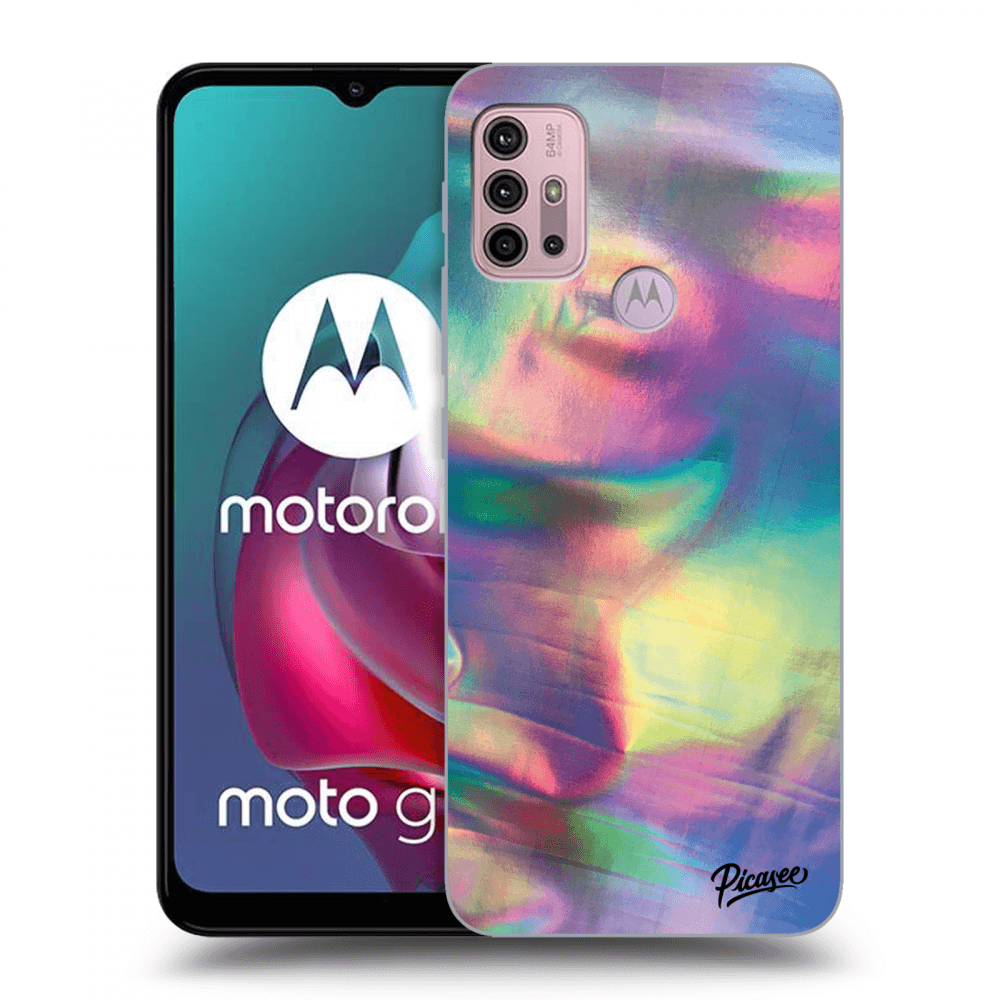 Picasee silikonowe czarne etui na Motorola Moto G30 - Holo