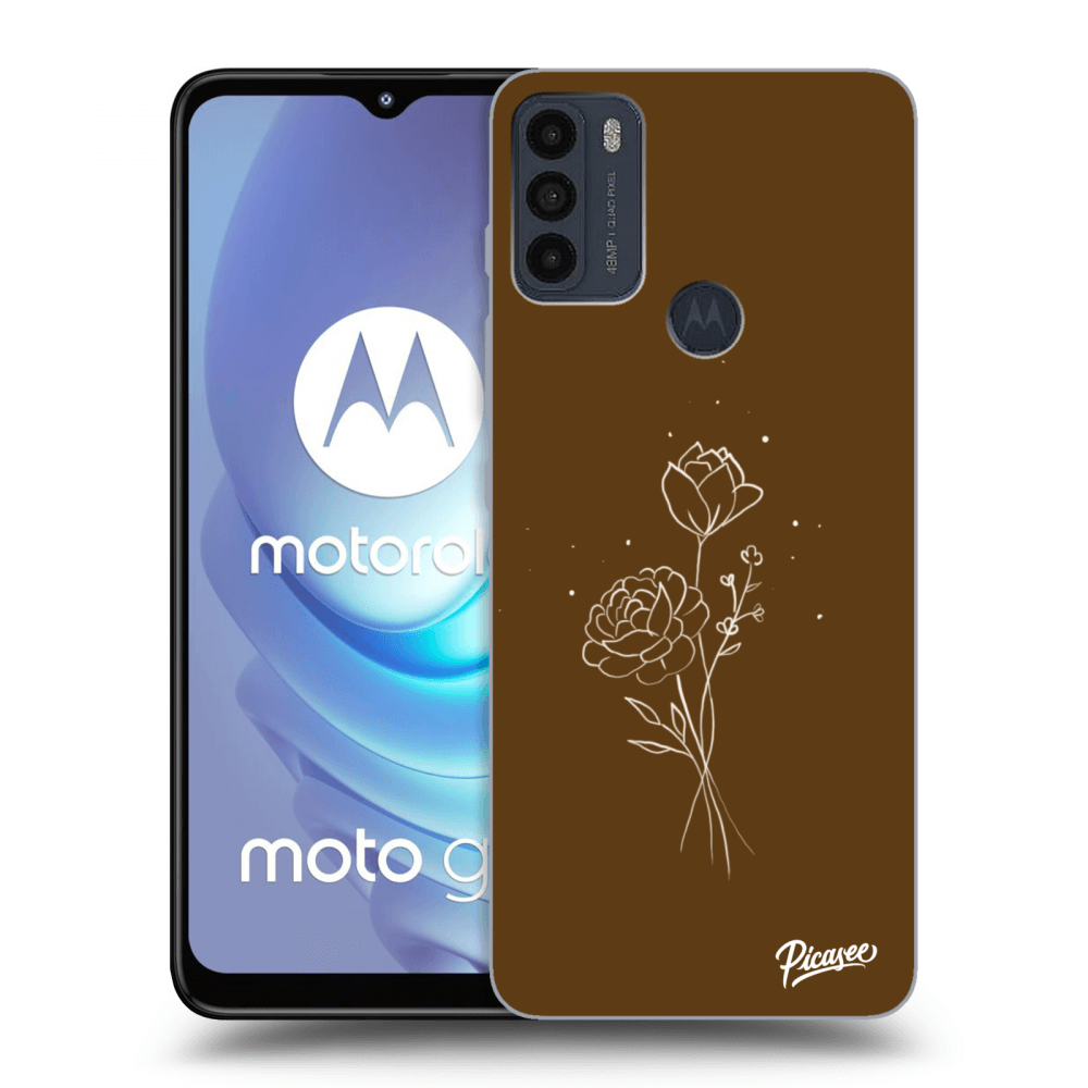 Picasee silikonowe czarne etui na Motorola Moto G50 - Brown flowers