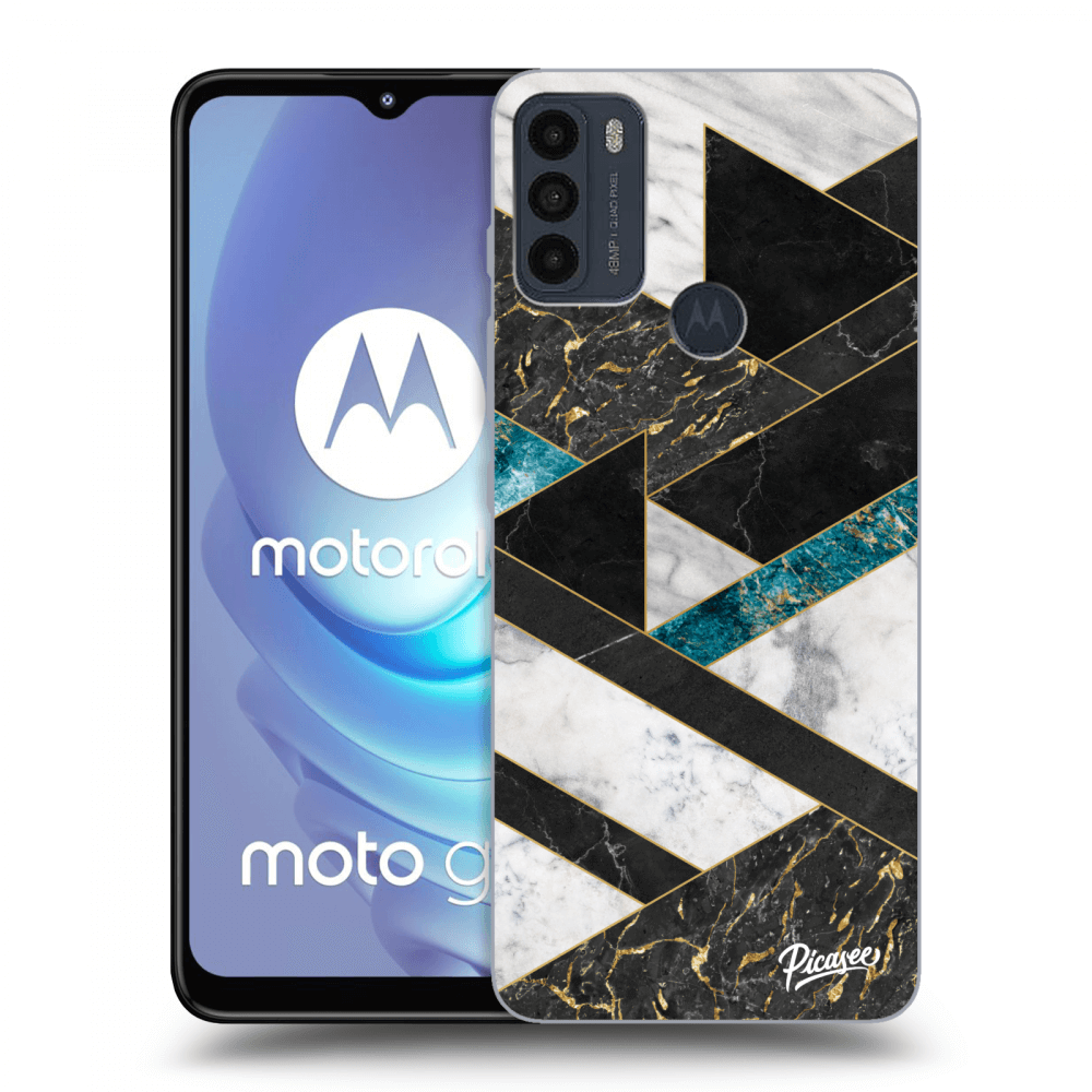 Picasee silikonowe czarne etui na Motorola Moto G50 - Dark geometry