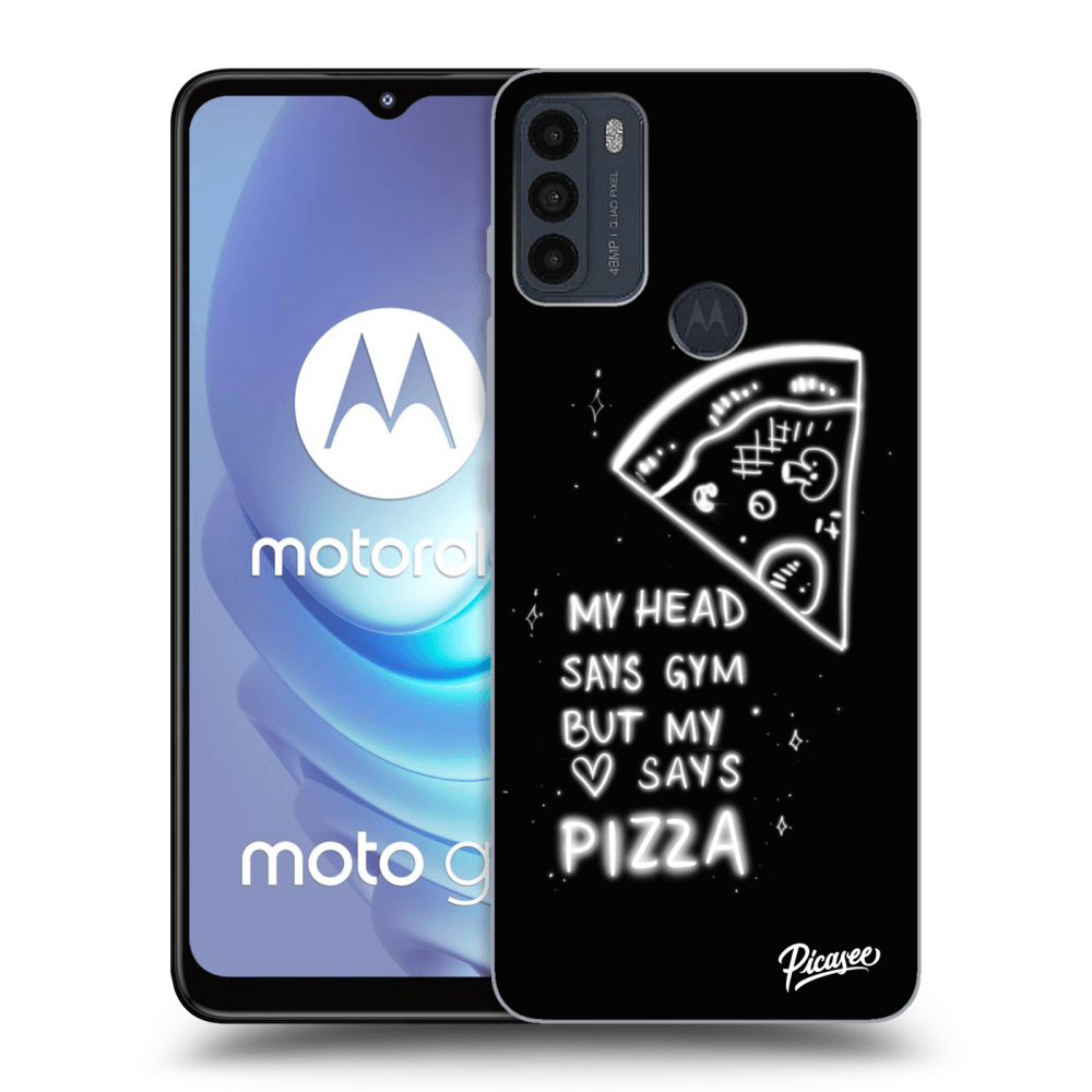 Picasee silikonowe czarne etui na Motorola Moto G50 - Pizza