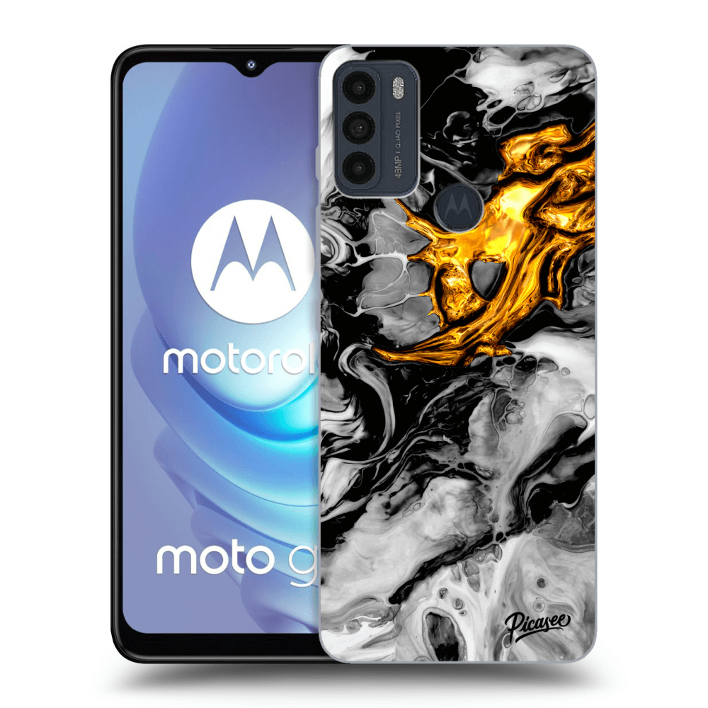 Picasee silikonowe czarne etui na Motorola Moto G50 - Black Gold 2