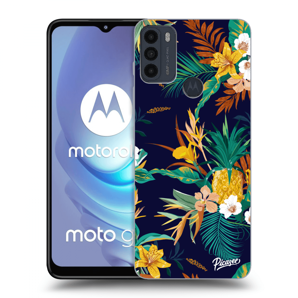 Picasee silikonowe czarne etui na Motorola Moto G50 - Pineapple Color