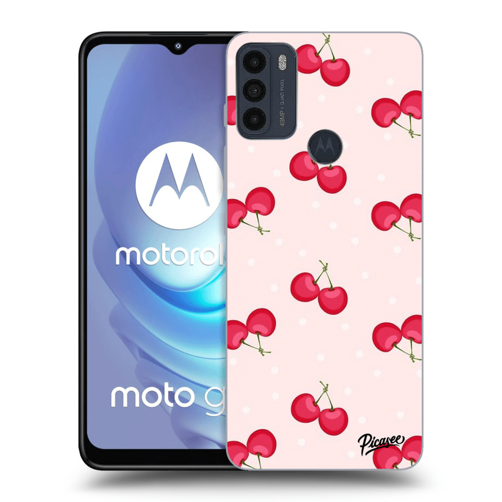 Picasee silikonowe czarne etui na Motorola Moto G50 - Cherries