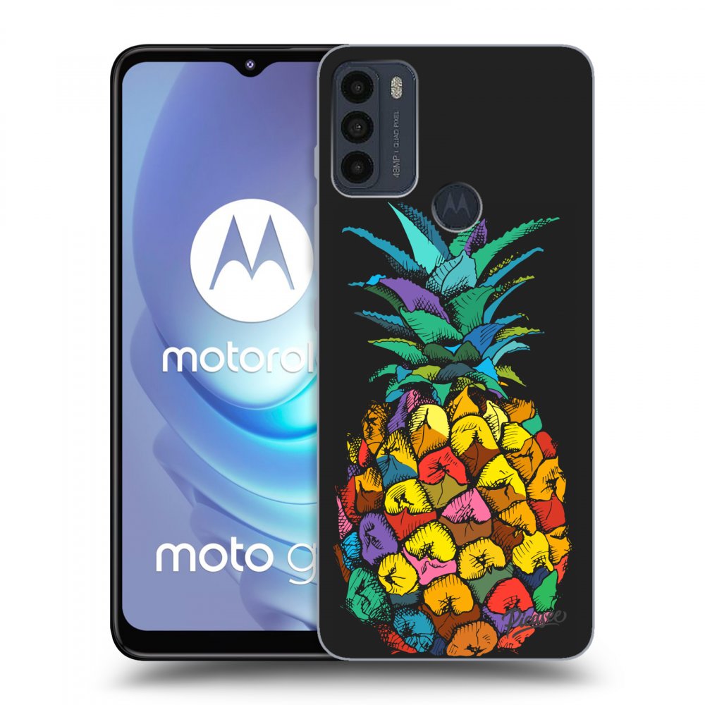 Picasee silikonowe czarne etui na Motorola Moto G50 - Pineapple