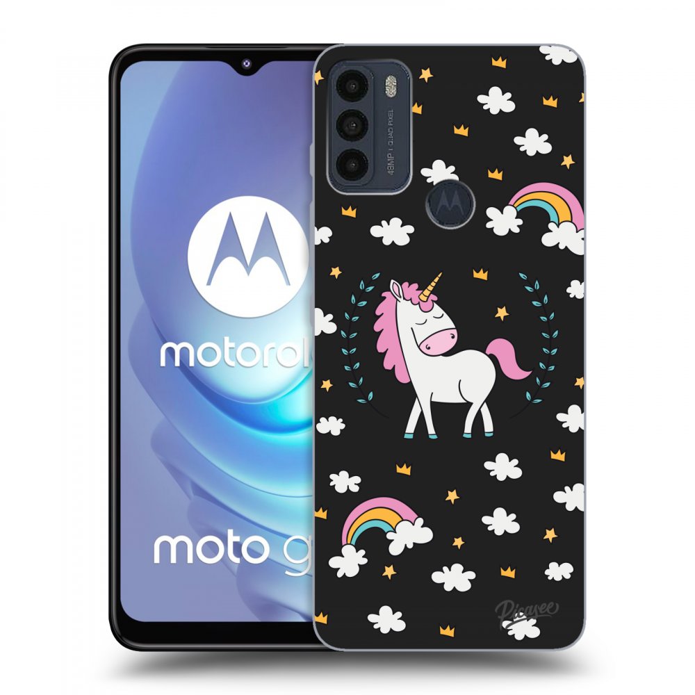 Picasee silikonowe czarne etui na Motorola Moto G50 - Unicorn star heaven