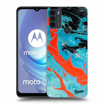 Picasee silikonowe czarne etui na Motorola Moto G50 - Blue Magma