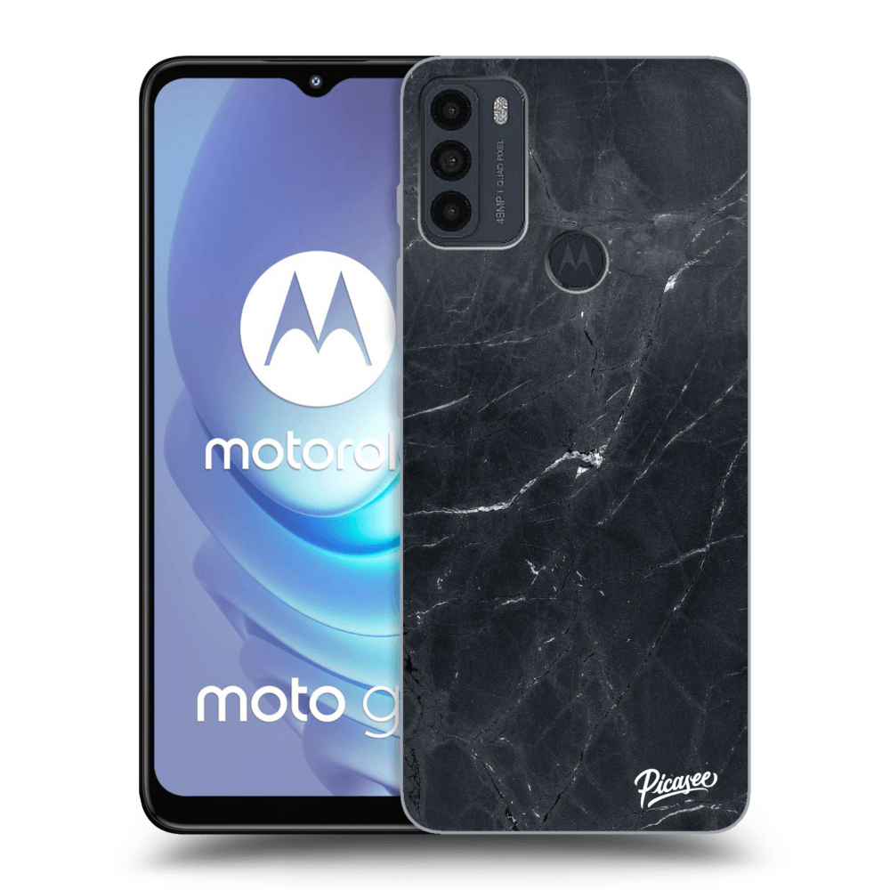 Picasee silikonowe czarne etui na Motorola Moto G50 - Black marble