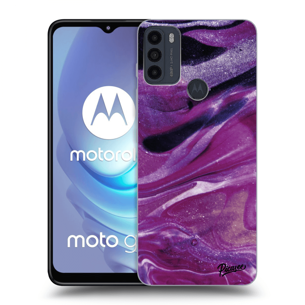 Picasee silikonowe czarne etui na Motorola Moto G50 - Purple glitter