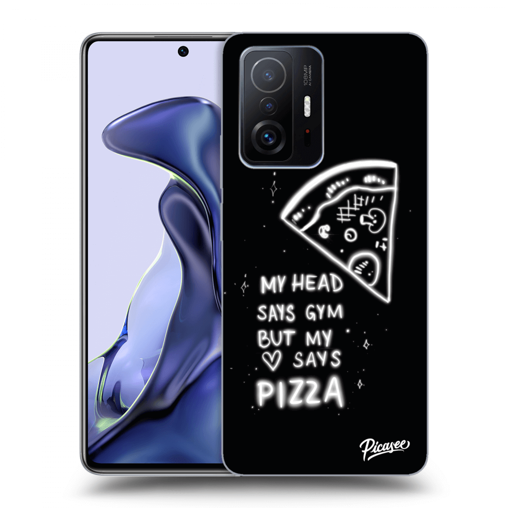 Picasee silikonowe czarne etui na Xiaomi 11T - Pizza