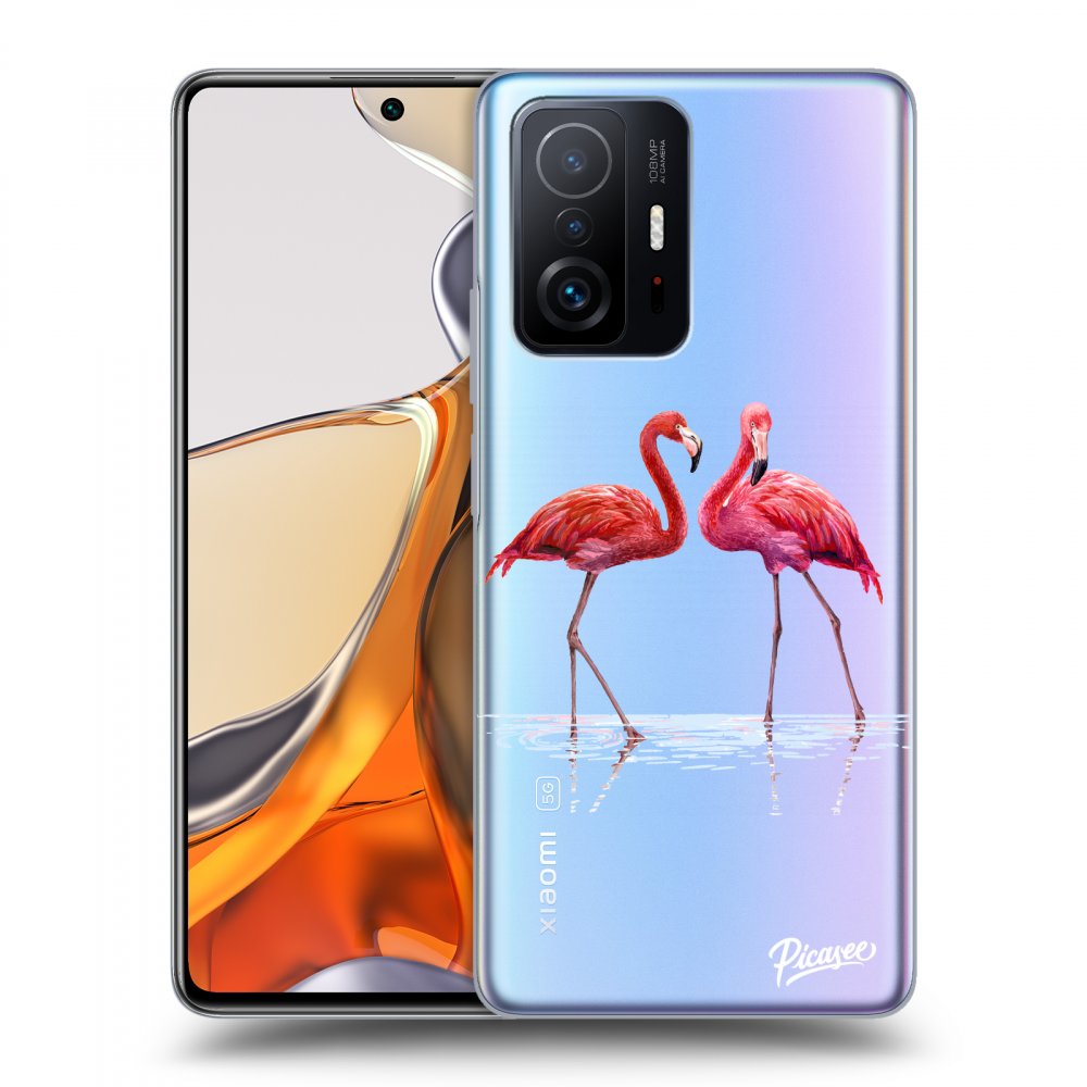 Picasee silikonowe przeźroczyste etui na Xiaomi 11T Pro - Flamingos couple