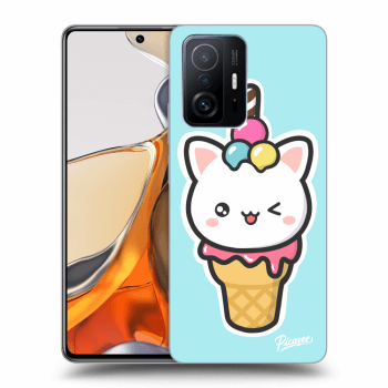 Picasee silikonowe czarne etui na Xiaomi 11T Pro - Ice Cream Cat