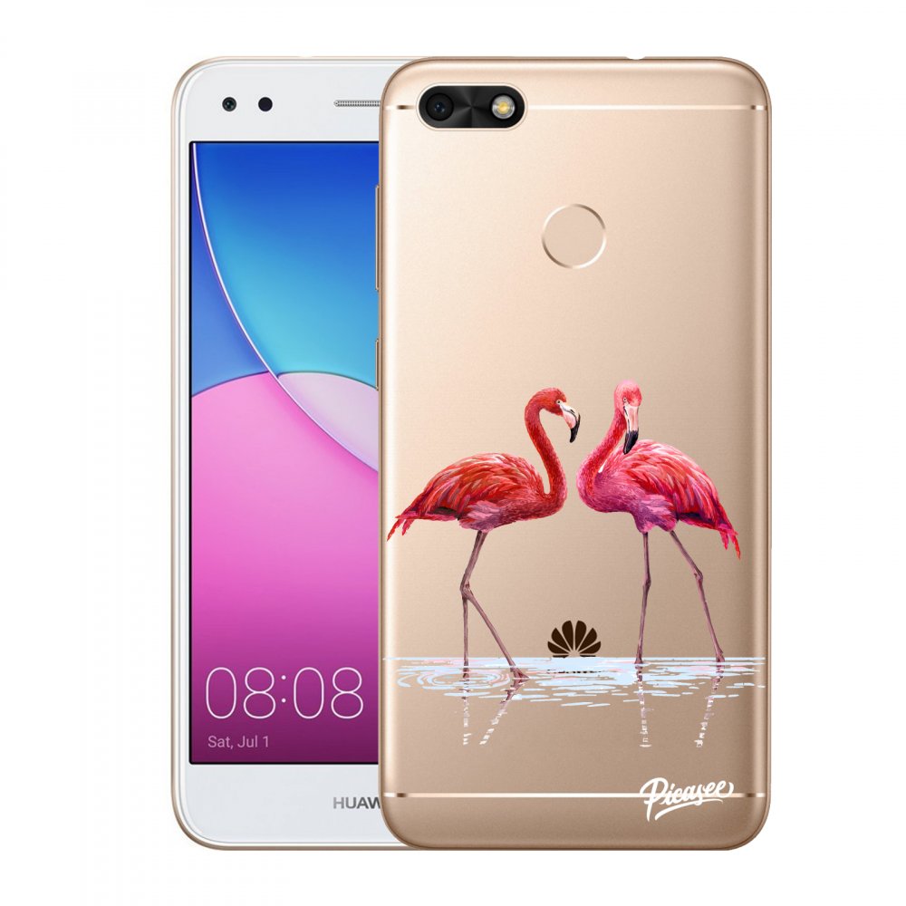 Picasee silikonowe przeźroczyste etui na Huawei P9 Lite Mini - Flamingos couple