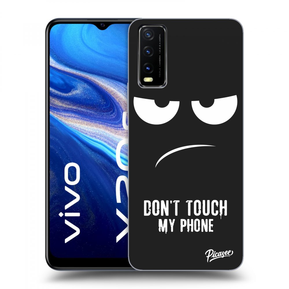 Picasee silikonowe czarne etui na Vivo Y20s - Don't Touch My Phone