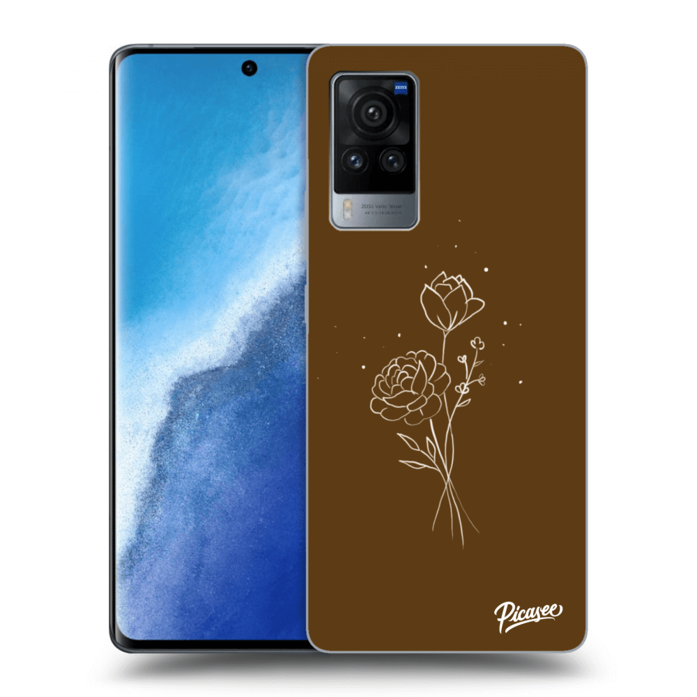 Picasee silikonowe przeźroczyste etui na Vivo X60 Pro 5G - Brown flowers