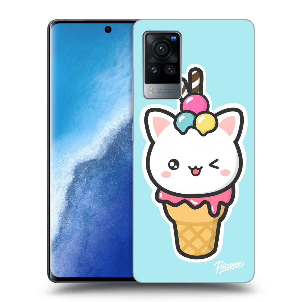 Picasee silikonowe przeźroczyste etui na Vivo X60 Pro 5G - Ice Cream Cat