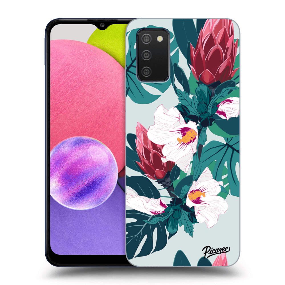 Picasee silikonowe przeźroczyste etui na Samsung Galaxy A03s A037G - Rhododendron