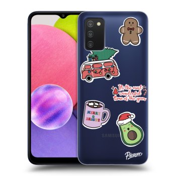Picasee silikonowe przeźroczyste etui na Samsung Galaxy A03s A037G - Christmas Stickers
