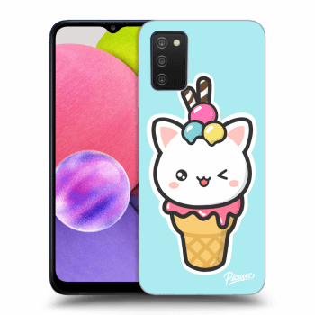 Picasee silikonowe przeźroczyste etui na Samsung Galaxy A03s A037G - Ice Cream Cat