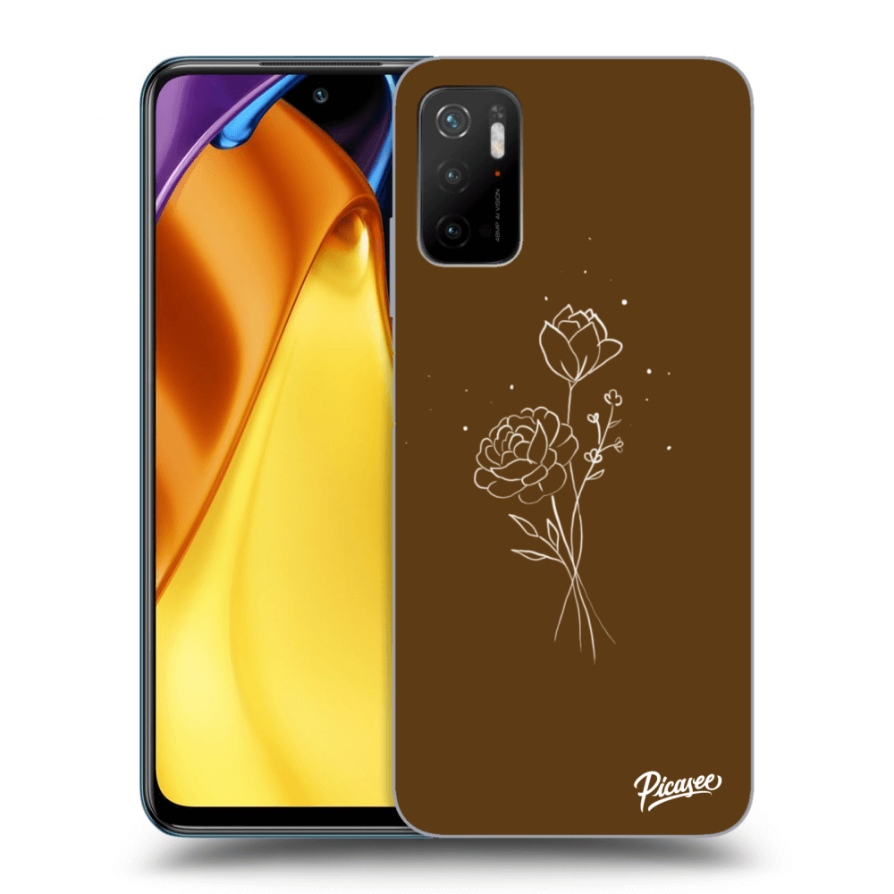 Picasee silikonowe przeźroczyste etui na Xiaomi Poco M3 Pro 5G - Brown flowers