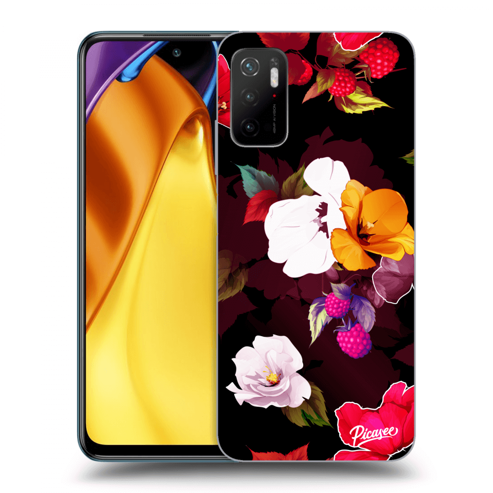 Picasee silikonowe przeźroczyste etui na Xiaomi Poco M3 Pro 5G - Flowers and Berries