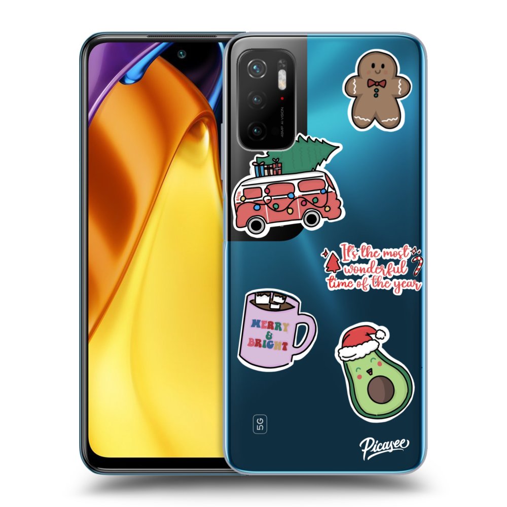 Picasee silikonowe przeźroczyste etui na Xiaomi Poco M3 Pro 5G - Christmas Stickers