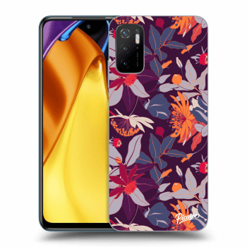 Picasee silikonowe czarne etui na Xiaomi Poco M3 Pro 5G - Purple Leaf