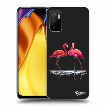 Picasee silikonowe czarne etui na Xiaomi Poco M3 Pro 5G - Flamingos couple