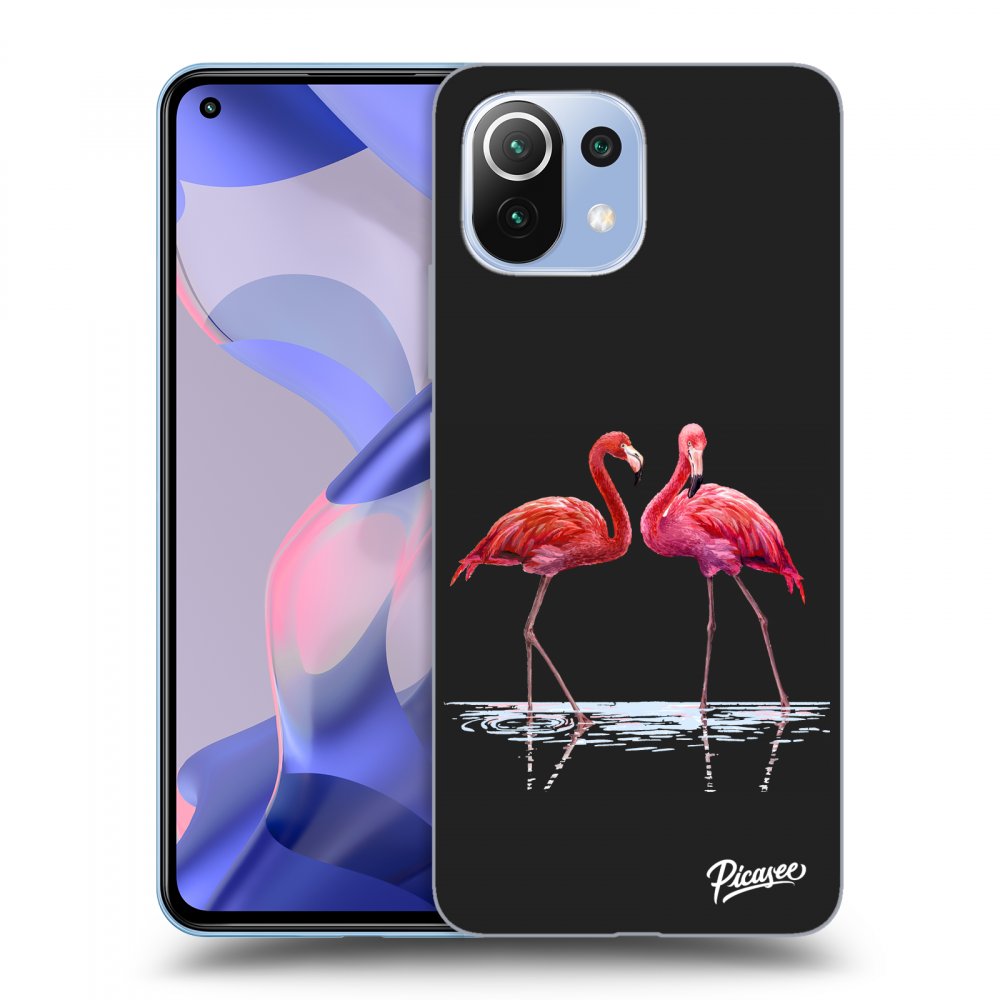 Picasee silikonowe czarne etui na Xiaomi 11 Lite 5G NE - Flamingos couple