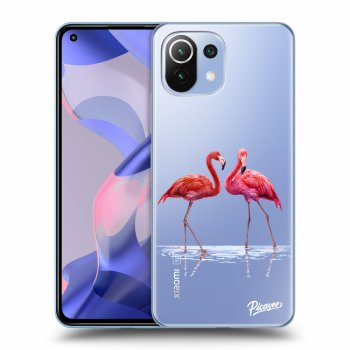 Picasee silikonowe przeźroczyste etui na Xiaomi 11 Lite 5G NE - Flamingos couple