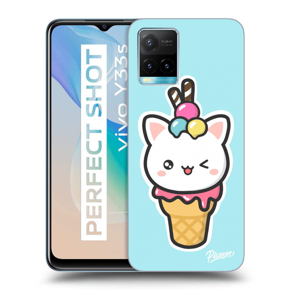 Picasee silikonowe przeźroczyste etui na Vivo Y33s - Ice Cream Cat