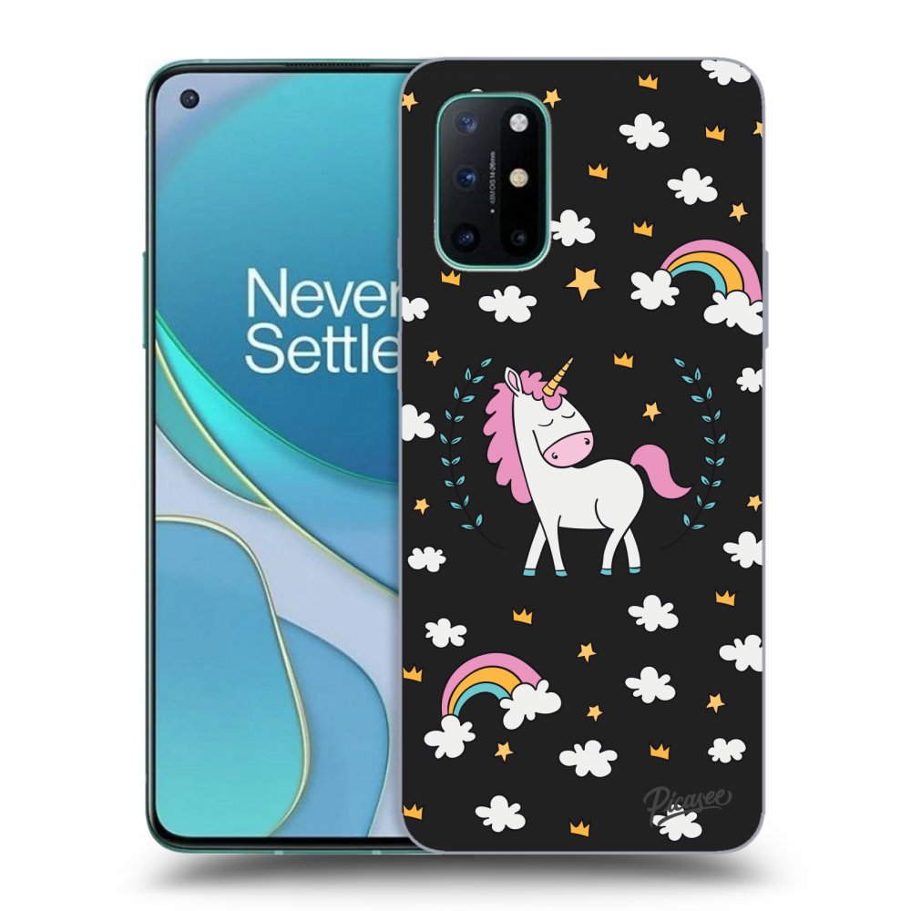 Picasee silikonowe czarne etui na OnePlus 8T - Unicorn star heaven