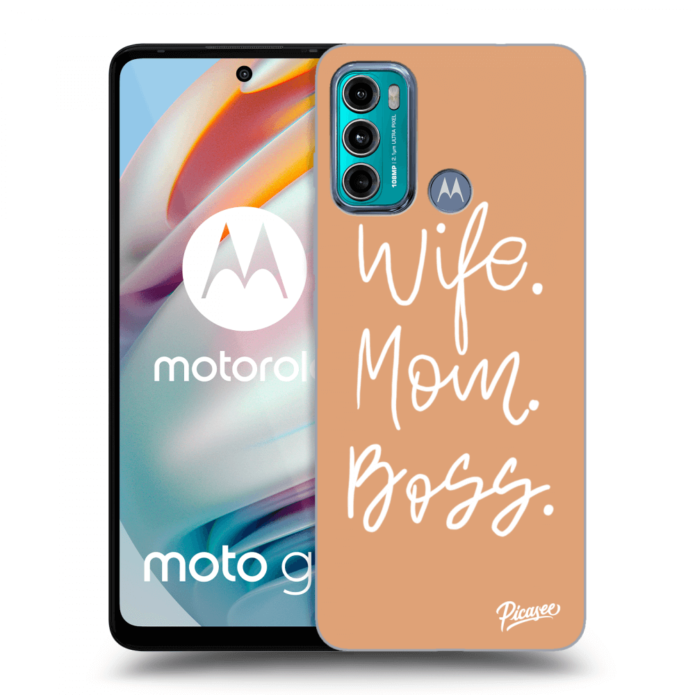 Picasee silikonowe czarne etui na Motorola Moto G60 - Boss Mama