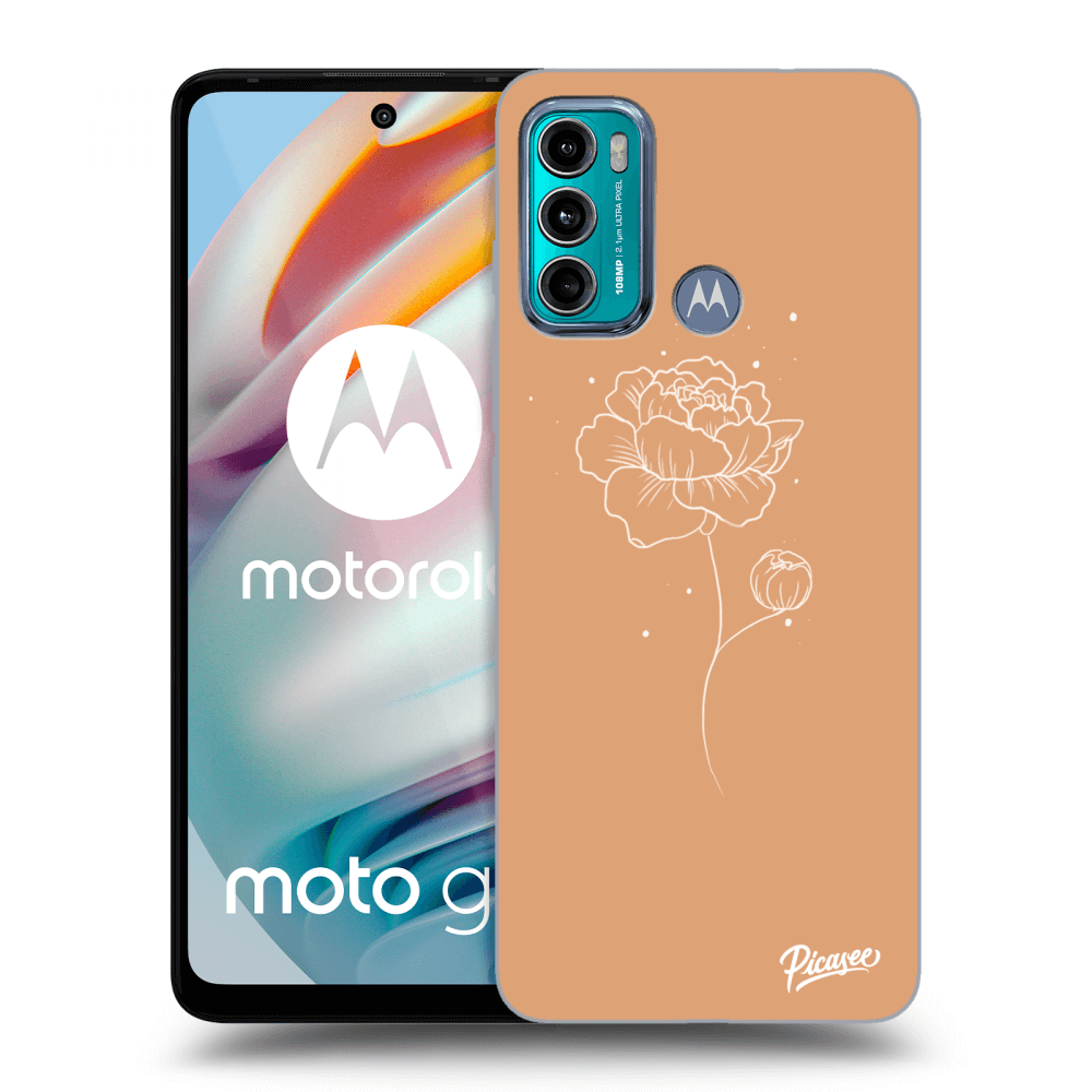Picasee silikonowe czarne etui na Motorola Moto G60 - Peonies