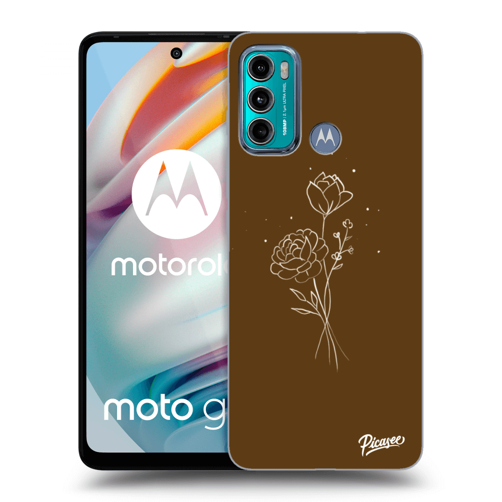 Picasee silikonowe czarne etui na Motorola Moto G60 - Brown flowers