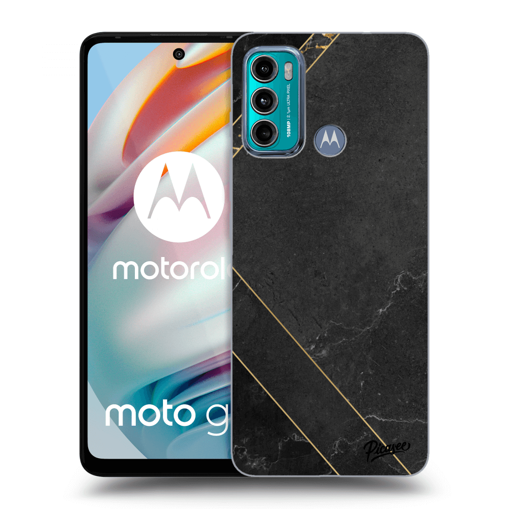 Picasee silikonowe przeźroczyste etui na Motorola Moto G60 - Black tile