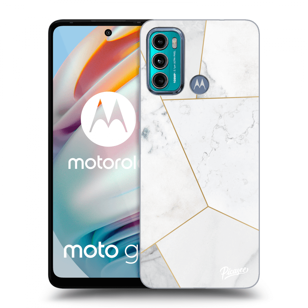 Picasee silikonowe przeźroczyste etui na Motorola Moto G60 - White tile