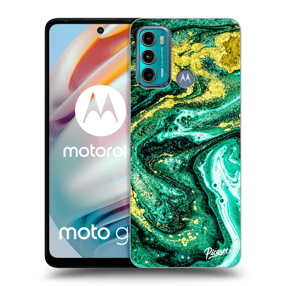 Picasee silikonowe przeźroczyste etui na Motorola Moto G60 - Green Gold