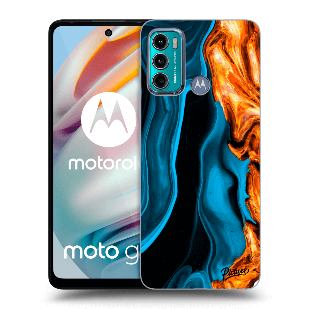 Picasee silikonowe czarne etui na Motorola Moto G60 - Gold blue