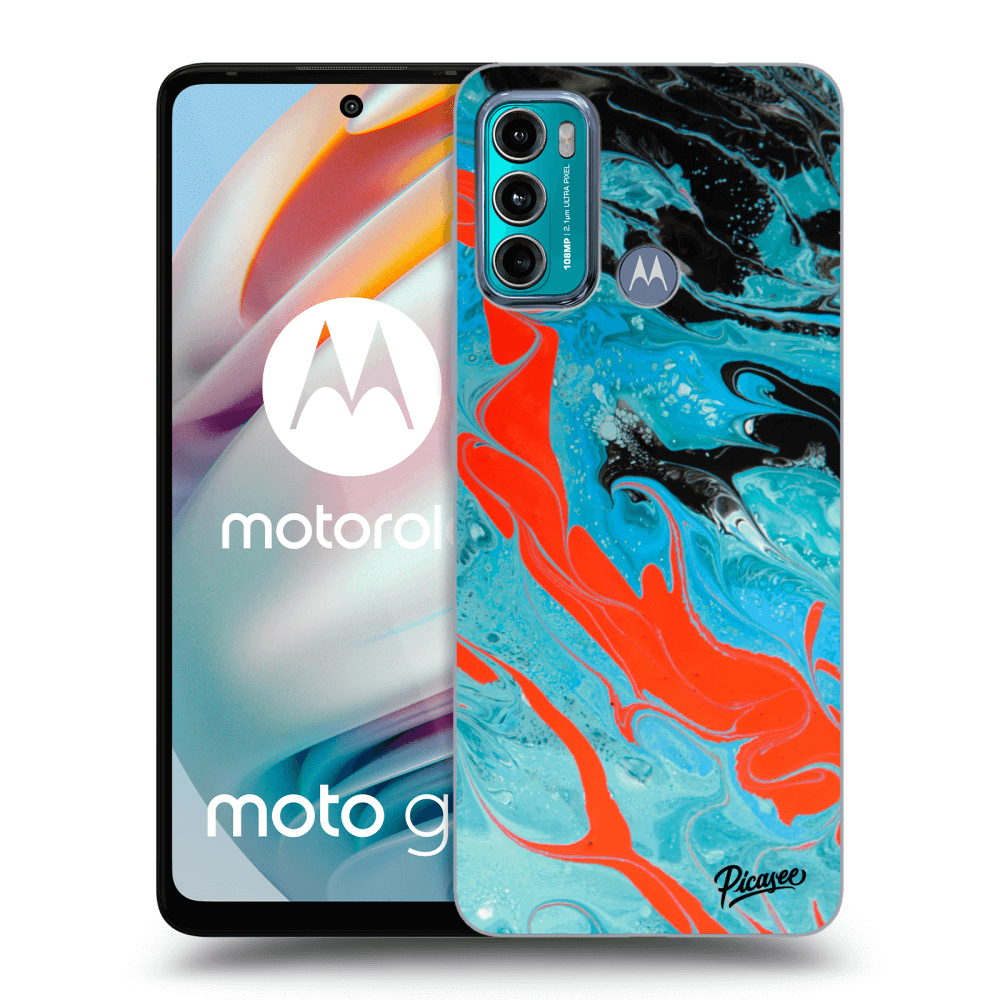 Picasee silikonowe czarne etui na Motorola Moto G60 - Blue Magma