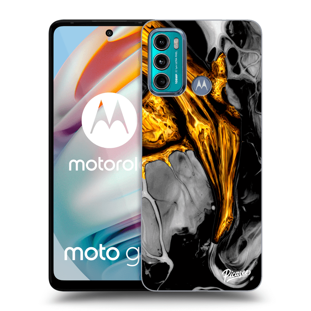 Picasee silikonowe czarne etui na Motorola Moto G60 - Black Gold