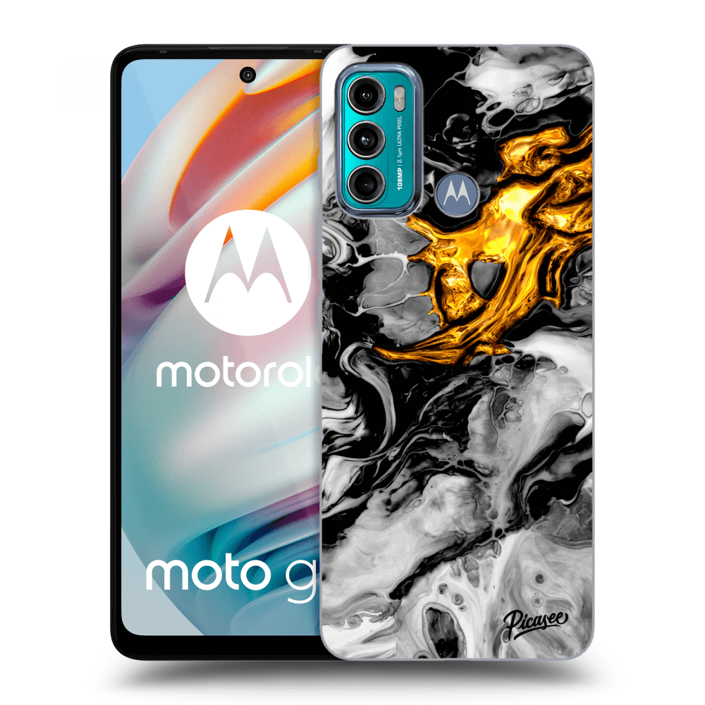Picasee silikonowe przeźroczyste etui na Motorola Moto G60 - Black Gold 2