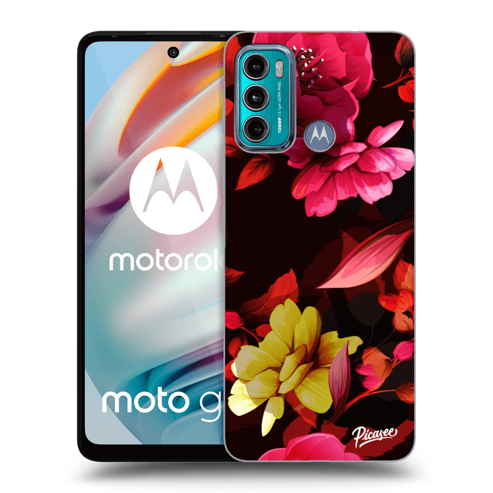 Picasee silikonowe czarne etui na Motorola Moto G60 - Dark Peonny