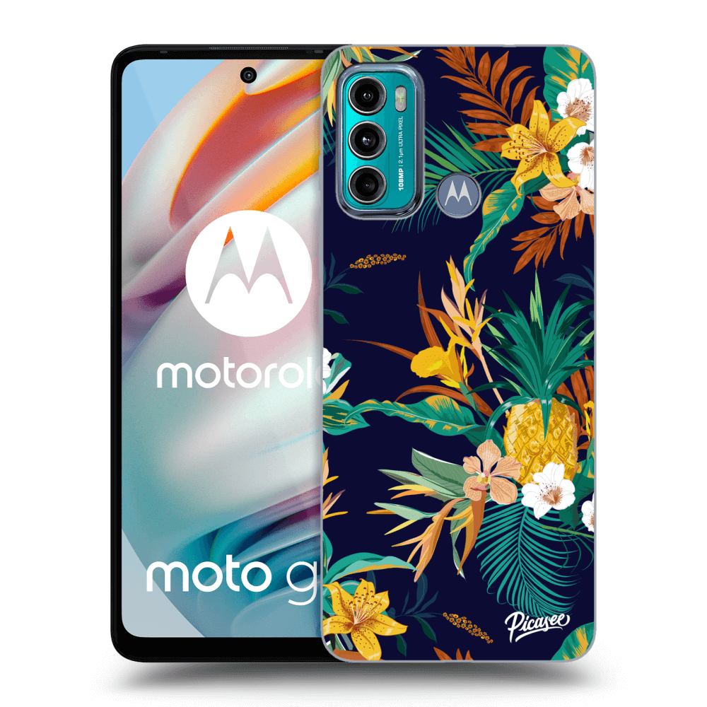 Picasee silikonowe czarne etui na Motorola Moto G60 - Pineapple Color