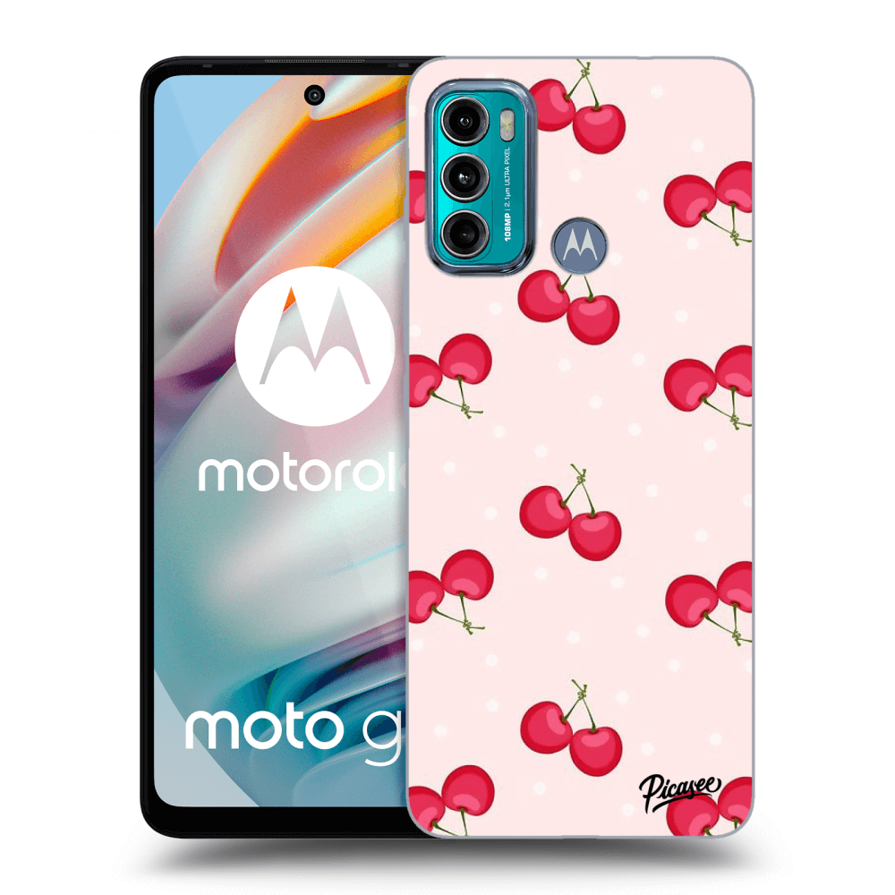 Picasee silikonowe czarne etui na Motorola Moto G60 - Cherries