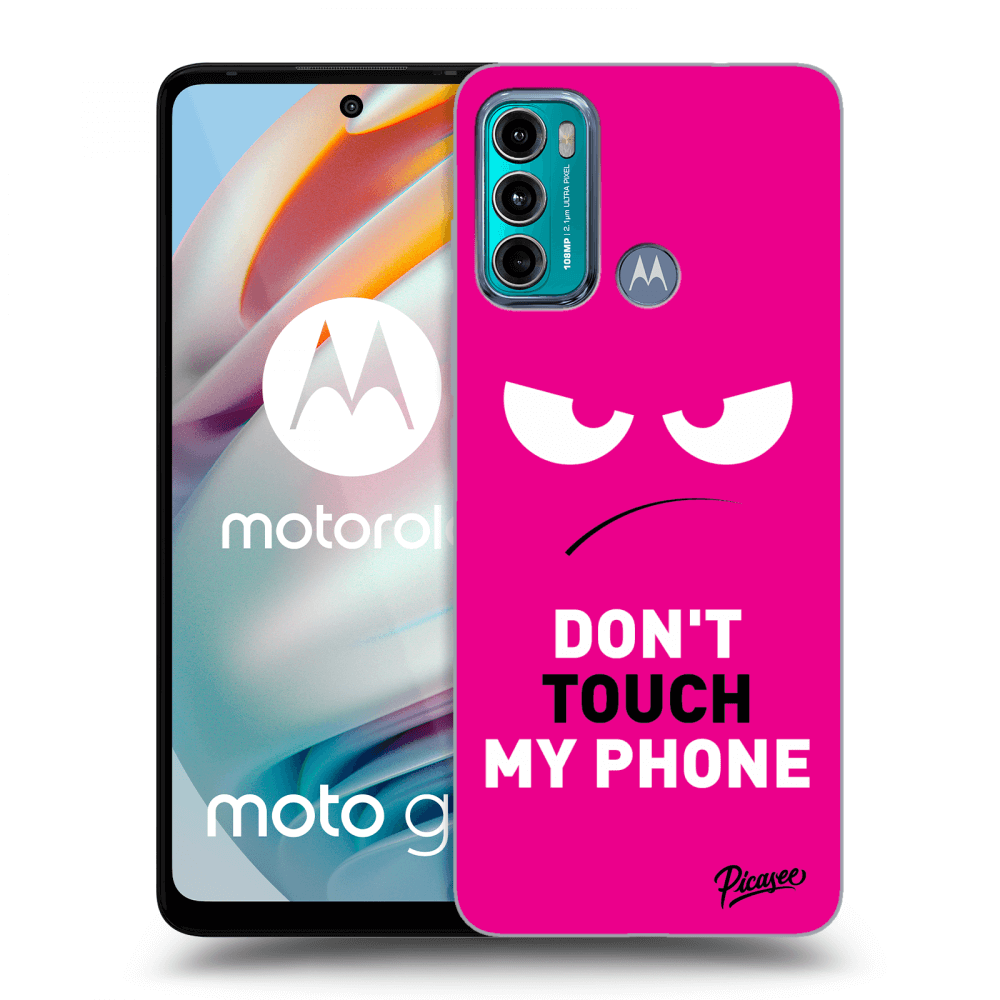 Picasee silikonowe czarne etui na Motorola Moto G60 - Angry Eyes - Pink
