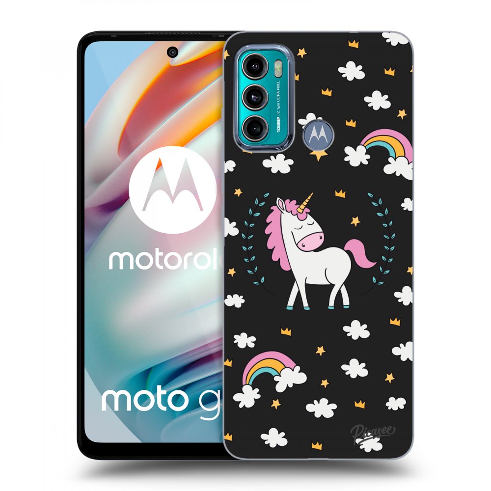 Picasee silikonowe czarne etui na Motorola Moto G60 - Unicorn star heaven